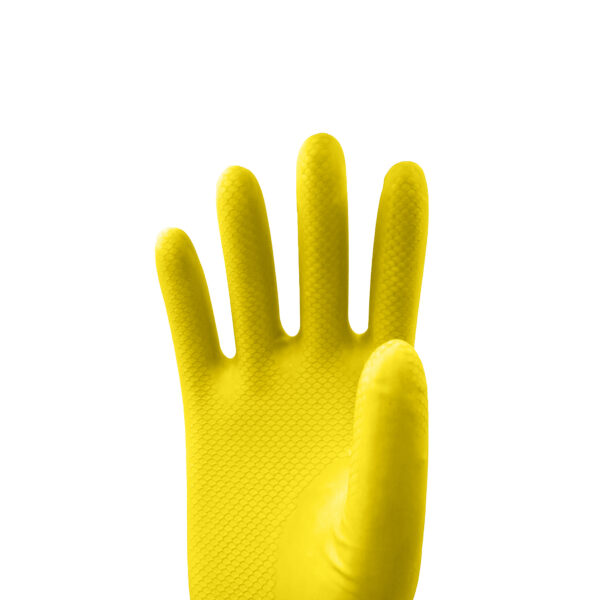 Latex household cleaning gloves anti-slip fish-scale textured palm grip